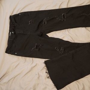 Black Skinny Flare Ripped Jeans